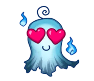 😍 ab7ab9cb fantôme, mignon, yeux de cœur, dessin animé, amour, adorable telegram sticker