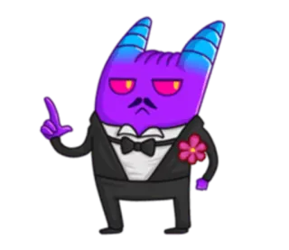 🎩 c8719179 dessin animé, diable, smoking, pointage, moustache telegram sticker