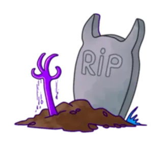 ☠ e07b3128 RIP pierre tombale, RIP, zombie, mort, halloween, tombe, effrayant telegram sticker