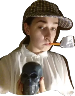 😏 9fc8befa Sherlock Holmes Sherlock Holmes, detective, pipe, costume, skull, investigation, mystery, hat telegram sticker