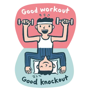 🏋️‍♀️ 70e3bd9a Good workout
Good knockout workout, sleep, exercise, fitness, funny, cartoon, character telegram sticker