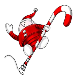 🙋 7cd58590 Boże Narodzenie, Święty Mikołaj, laska cukrowa, święto, kreskówka, świąteczny telegram sticker