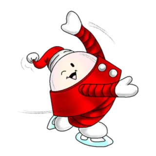 ⛸ 9a82d833 Naklejka, Jajko, Łyżwiarstwo, Zima, Postać, Czerwony, Biały telegram sticker