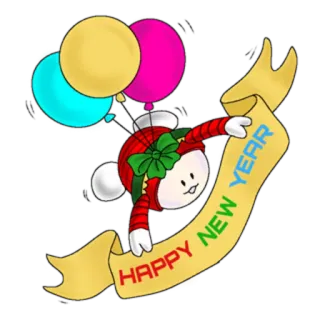 🎈 aa748670 HAPPY NEW YEAR nowy rok, szczęśliwy, święto, wakacje, balony, świąteczny telegram sticker