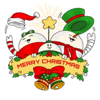 🎉 bd8b0871 MERRY CHRISTMAS Boże Narodzenie, święta, bałwany, dzwonki, świąteczny, zima telegram sticker