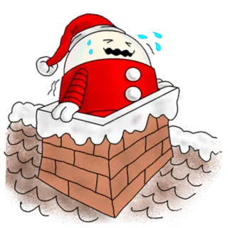 😖 c6813f23 Boże Narodzenie, Święty Mikołaj, komin, kreskówka, postać, święto, spocony, zaklinowany telegram sticker