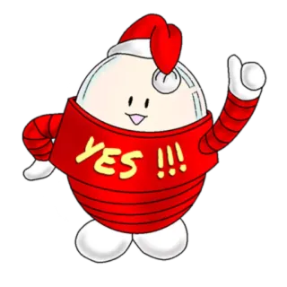 👍 cd9ced95 YES !!! boże narodzenie, czapka mikołaja, kreskówka, potwierdzający, tak telegram sticker