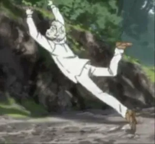 🤍 7629827f caduta, scivolando, uomo, abito bianco, all'aperto, avventura telegram sticker