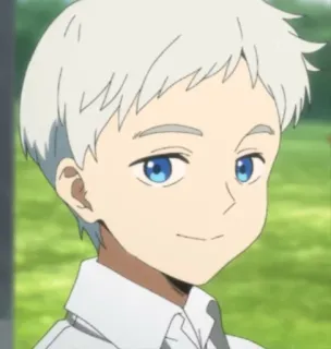 🤍 bbfaf040 Norman The Promised Neverland anime, ragazzo, Norman, The Promised Neverland, capelli bianchi, occhi azzurri telegram sticker