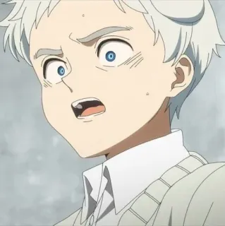 🤍 dc2980ff Norman The Promised Neverland Anime, Manga, spaventato, scioccato, Norman, The Promised Neverland telegram sticker