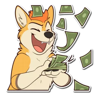 💸 08ef0c62 Hund, Geld, Bargeld, Reichtum, Cartoon, reich, Erfolg telegram sticker