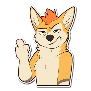 👌 d5ab4a50 Fellwesen, Anthropomorph, Tier, Stinkefinger, Beleidigend, Cartoon, Hund, Fuchs telegram sticker