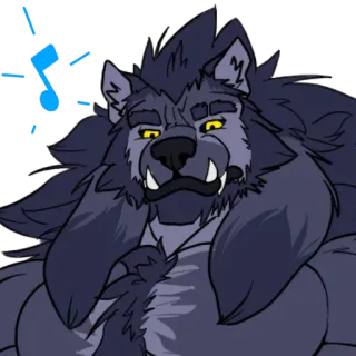 😊 8be30639 兽人, 拟人, 狼人, 音乐, 卡通, 角色 telegram sticker