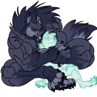 👬 addafac9 兽人, 毛茸茸, 狼, 拥抱, 亲昵 telegram sticker