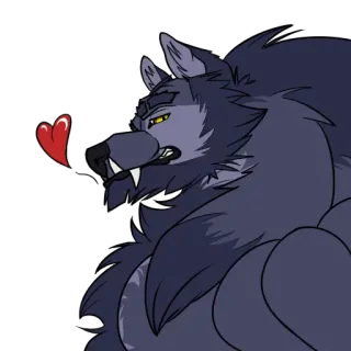 ❤️ d3846491 狼, 兽人, 毛茸茸, 卡通, 动物, 怪物, 生物, 心 telegram sticker