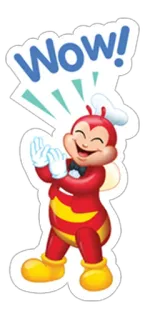 😆 9471bec5 Jollibee Wow! Jollibee, abeja, mascota, comida rápida, aplaudiendo telegram sticker