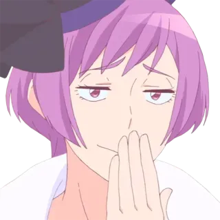😂 397a610d anime, cartone animato, personaggio, capelli viola, assonnato, sbadiglio, espressione whatsapp sticker