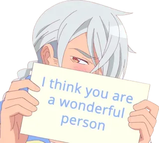 ☺️ 6339e366 I think you are a wonderful wonderful person adorabile, positivo, anime, complimento, carino, gentile whatsapp sticker