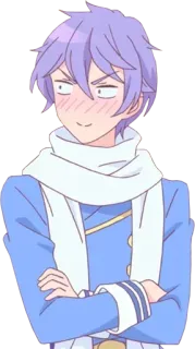😳 fb07092c anime, ragazzo, capelli viola, carino, sciarpa, bello, cartone animato, animato whatsapp sticker