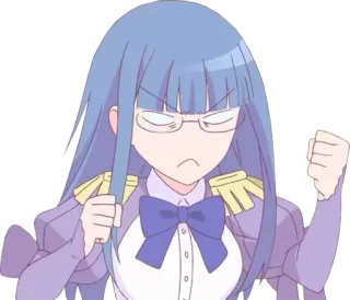 💪 718cab0d gadis anime, marah, kacamata, seragam, tinju, kartun telegram sticker