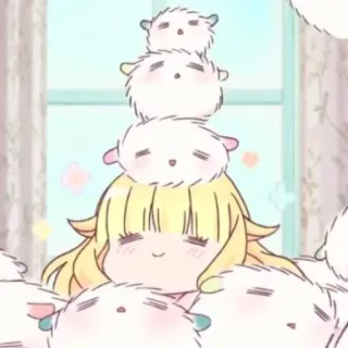 ☁️ 9f276cbc アニメ, かわいい, カワイイ, 金髪, ふわふわ, 積み重ね, キャラクター telegram sticker