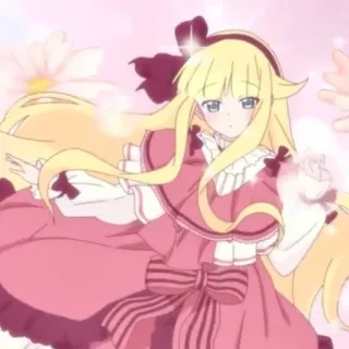 ☁️ bec8a27f アニメの女の子, 金髪, ピンクのドレス, 可愛い, かわいい, 漫画 telegram sticker