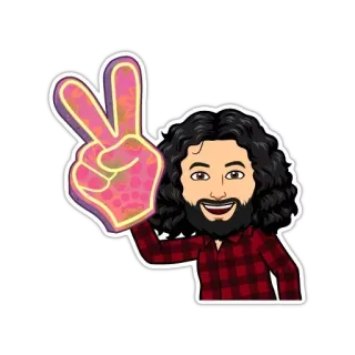 ✌️ 378406fd bitmoji, vredesteken, cartoon, avatar, man, flanel telegram sticker