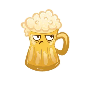 🙄 46b2bed9 bière, boisson, alcool, chope, dessin animé, illustration telegram sticker