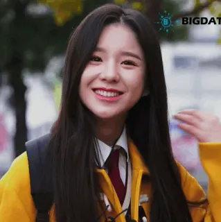 🌻 104f5888 BIGDATA sonriendo, mujer, uniforme escolar, coreana, retrato, estudiante whatsapp sticker