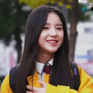 🐝 ce5ddccb chica, adolescente, sonriendo, uniforme escolar, coreana whatsapp sticker