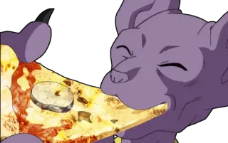 🍕 e0d2d122 Beerus Dragon Ball Super Beerus, Dragon Ball Super, anime, comiendo pizza, personaje, gato morado, comida telegram sticker