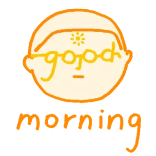 🌙 1ecd0b1c good 好, 年长, 奶奶, 橙色, 文字, 眼镜 telegram sticker