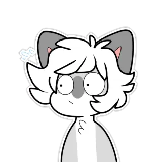 😨 00fafc9a 만화, 캐릭터, 흰색, 회색, 고양이 같은 telegram sticker