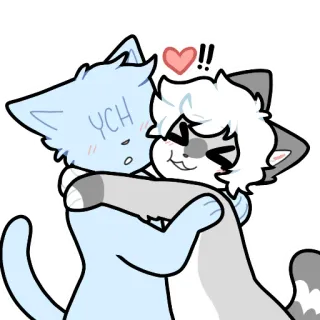 💕 bccfea98 YCH 만화, 동물, 고양이, 포옹, 사랑 telegram sticker