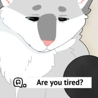 😞 bfd94c37 Are you tired? 동물, 피곤, 질문, 고양이 telegram sticker
