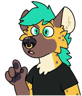 🤨 ffcdb571 Hiena, Furry, Desenho animado, Personagem, Animal, Apontando whatsapp sticker