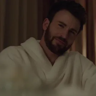 🦇 53cb7684 Chris Evans aktor, mężczyzna, broda, szlafrok, portret, celebryta telegram sticker