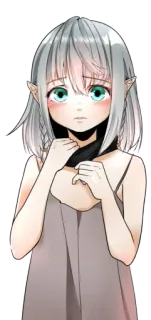 😞 e5bf08b8 อนิเมะ, เอลฟ์, ผู้หญิง, น่ารัก, เศร้า telegram sticker