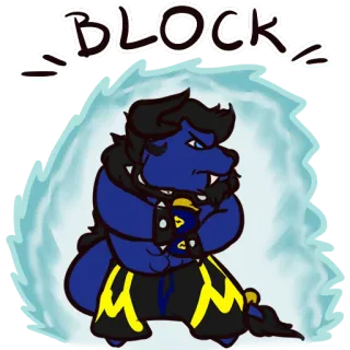 ⬅️ 46ee5ced BLOCK 阻挡, 防御, 卡通, 角色, 保护, 盾 telegram sticker