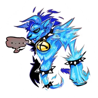 😑 9473a49b 狼, 蓝色, 卡通, 动物, 贴纸 telegram sticker