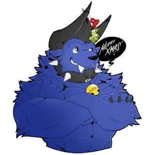 🎄 da30b648 MERRY XMAS! 圣诞节, 节日, 怪物, 毛茸茸, 拟人化, 槲寄生, 铃铛 telegram sticker