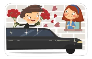 💛 0a04c4d1 浪漫, 爱, 花, 汽车, 问候, 卡通 telegram sticker