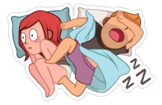 😵 41fe9cd5 ZZZ 睡眠, 睡觉, 情侣, 床, 疲劳, 卡通 telegram sticker
