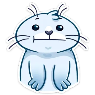 😐 85e25ecf สัตว์, การ์ตูน, น่ารัก, สติกเกอร์, สีขาว telegram sticker