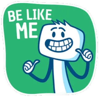 😚 c16c6215 BE LIKE ME การ์ตูน, ตัวละคร, สีเขียว, สีขาว, บวก, มีม telegram sticker