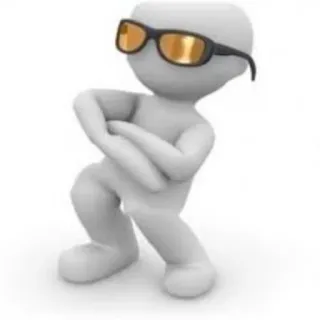 😎 3bbe34a6 3D, Figur, Pose, Sonnenbrille, Weiß, Charakter telegram sticker