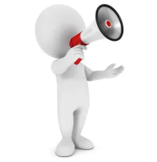 ❗️ a7556be5 Megafon, Kommunikation, Ankündigung, Lautsprecher, Strichmännchen, Weiß, Sprechen telegram sticker