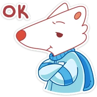 👌 700addbe OK โอเค, หมา, การ์ตูน, สัตว์, ขาว, อนุมัติ telegram sticker