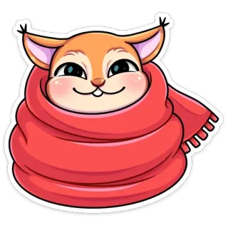 😊 32d88960 scoiattolo, sciarpa, carino, cartone animato, animale, inverno telegram sticker