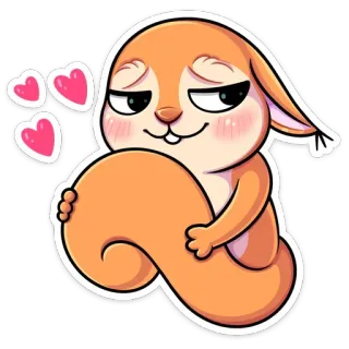 ❤️ e4db56eb scoiattolo, cartone animato, amore, cuori, carino, animale telegram sticker